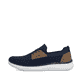 Blaue Rieker Herren Slipper B9656-14 mit einem Gummizug sowie Komfortweite G 1/2. Schuh Außenseite.