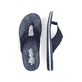 Marineblaue Rieker Herren Zehentrenner 21097-14 mit orangenen Ziernähten. Schuh von oben, liegend.