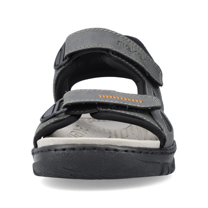 Graue Rieker Herren Trekkingsandalen 22761-45 mit einem Klettverschluss. Schuh von vorne.