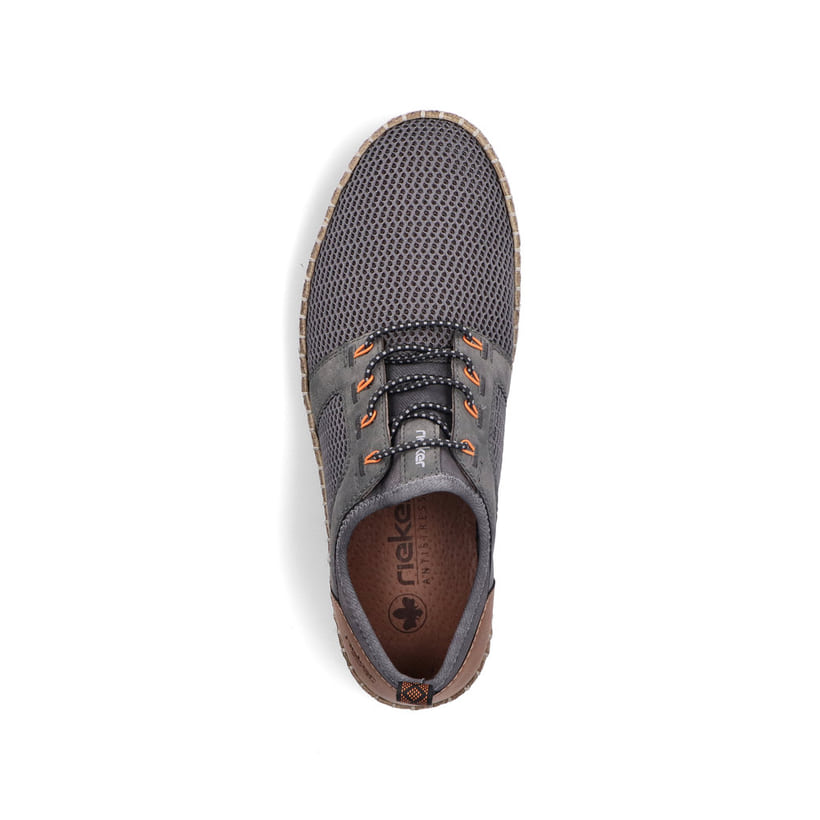 Chaussons Rieker gris pour homme B5252-45 avec bande élastique. Chaussure vue de dessus.