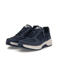 Dunkelblaue Rieker Damen Sneaker Low 53101-15 mit einem Reißverschluss. Schuhpaar seitlich schräg.