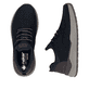 Mocassins Rieker bleus homme 06050-14 en cuir suédé avec bande élastique. Chaussure vue de dessus, couchée.