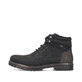 
Asphaltschwarze Rieker Herren Schnürstiefel F3611-00 mit Schnürung und Reißverschluss. Schuh Außenseite