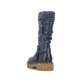 Dunkelblaue Rieker Damen Hochschaftstiefel 92984-14 mit modischer Faltenoptik. Schuh von hinten.
