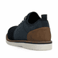 Blaue Rieker Herren Slipper 04550-14 mit einem Gummizug sowie der Extraweite H. Schuh von hinten.
