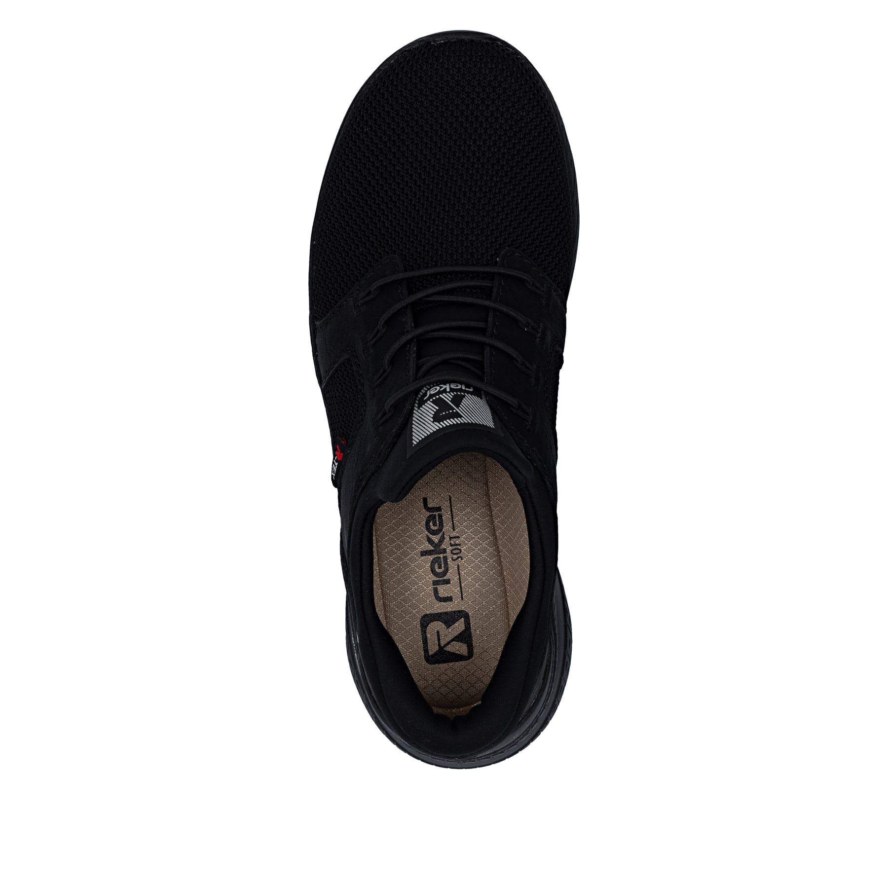 Mocassins Rieker noirs femmes M8550-00 avec membrane RiekerTEX hydrofuge. Chaussure vue de dessus.