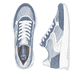 Blaue Rieker Damen Sneaker Low W1307-14 mit einer Schnürung. Schuh von oben, liegend.