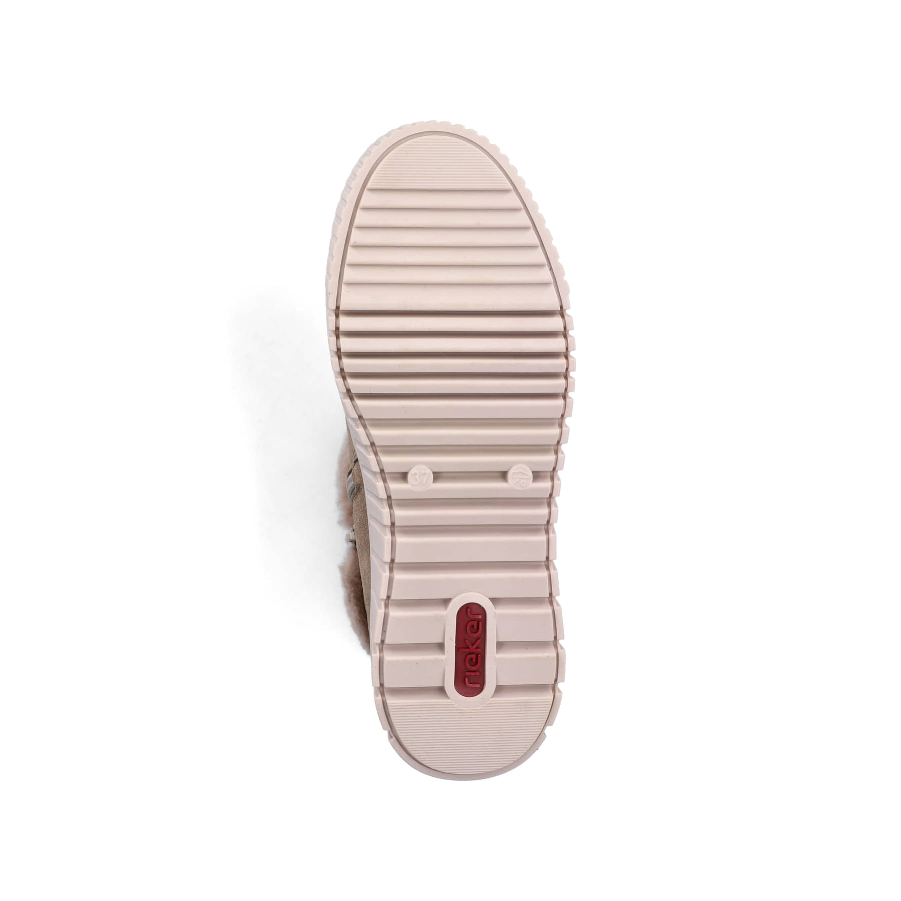 Beige Rieker Damen Kurzstiefel Y6152-20 mit weichem Kragen sowie Reißverschluss. Schuh Laufsohle.