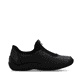 Schwarze Rieker Damen Slipper L1753-00 mit moderner Spannnaht. Schuh Innenseite.