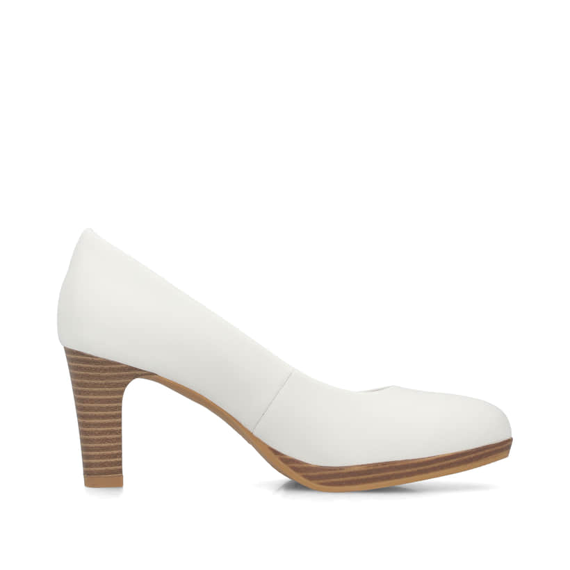 Weiße Rieker Pumps 41560-81 aus Glattleder mit einer griffigen Sohle. Schuh Innenseite.