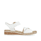 Weiße Rieker Keilsandaletten V3691-80 mit trendigen Schnalle. Schuh Innenseite.