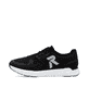 Schwarze Rieker Damen Sneaker Low M9000-00 mit einer Gummischnürung. Schuh Außenseite.