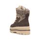 Dunkelbraun-beige Rieker Damen Schnürstiefel Y6210-25 mit Strick-Kragen. Schuh von hinten.