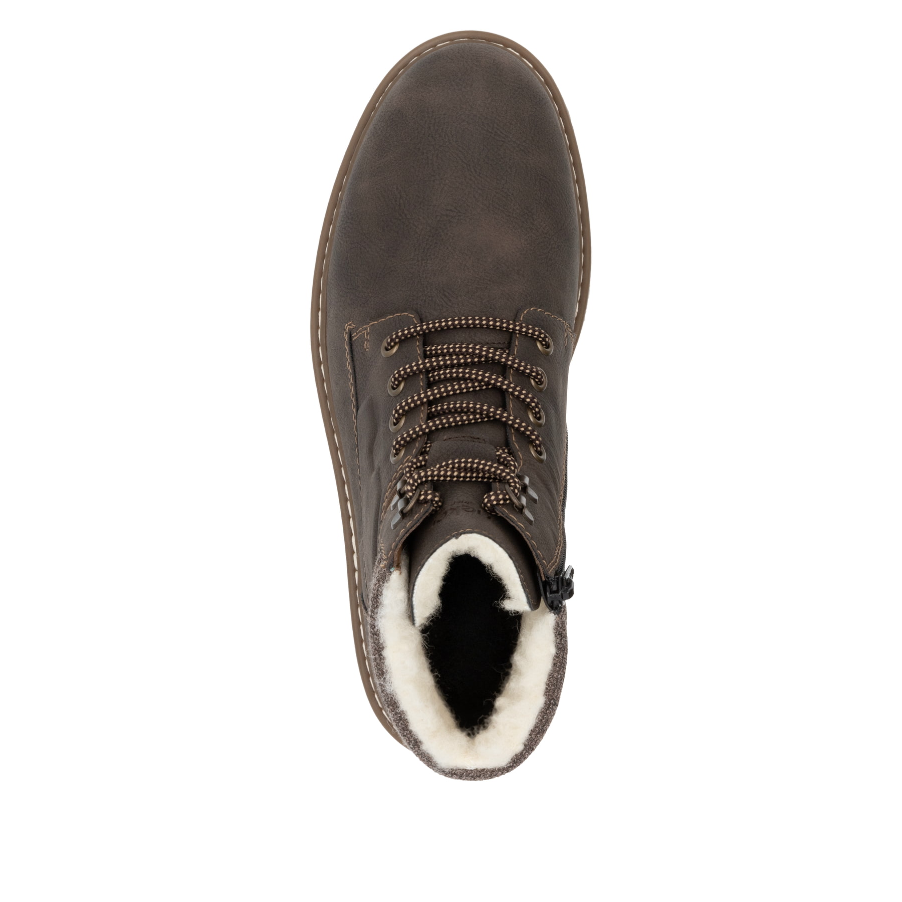 Espressobraune Rieker Herren Schnürstiefel F3811-25 mit Schnürung und Reißverschluss. Schuh von oben