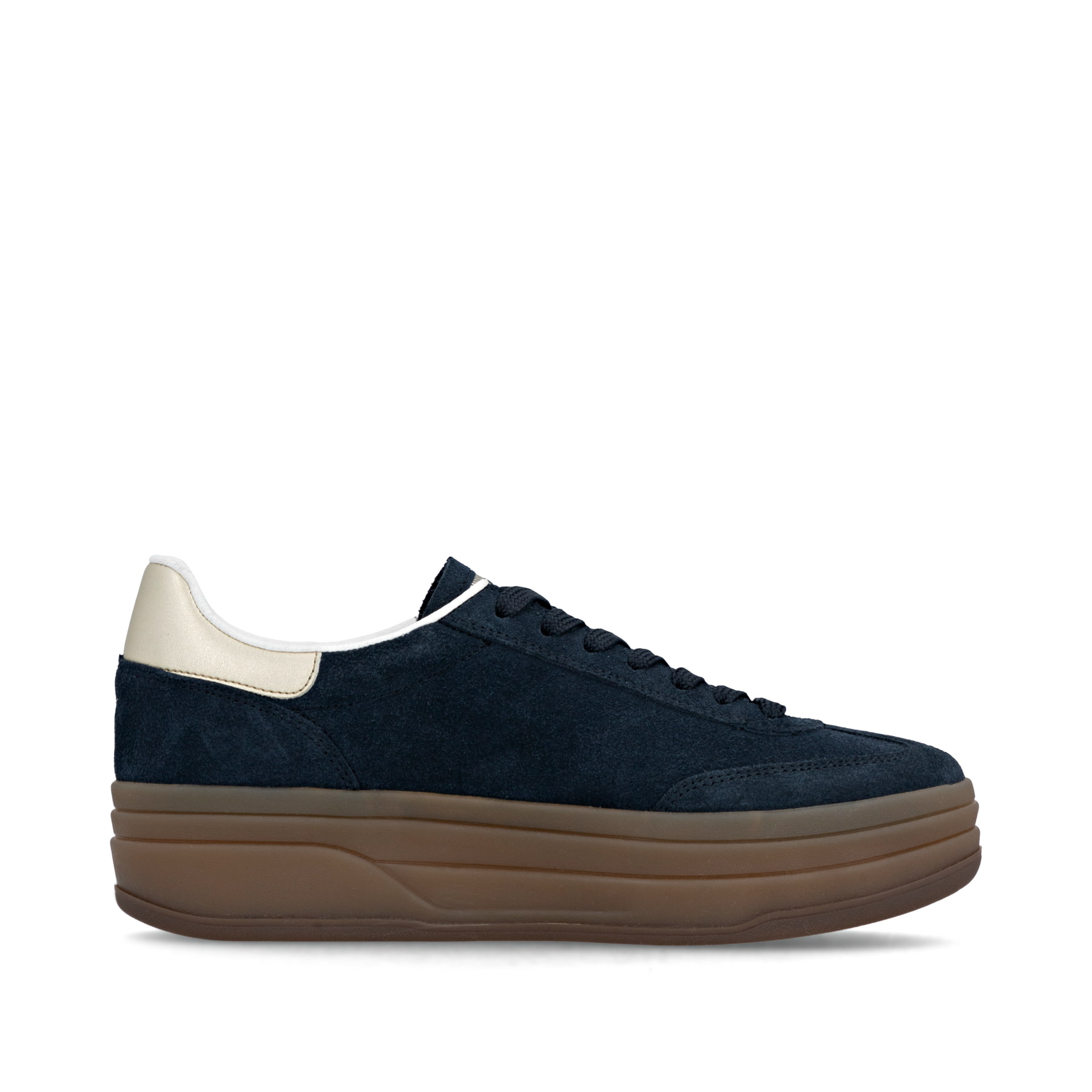 Baskets basses Rieker bleues pour femme W3700-14 avec lacets. Intérieur de la chaussure.