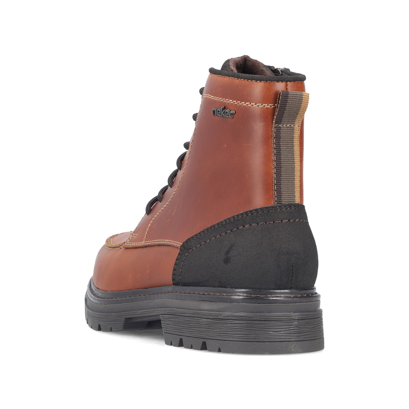 Braune Rieker Herren Schnürstiefel F2710-25 aus Glattleder. Schuh von hinten.