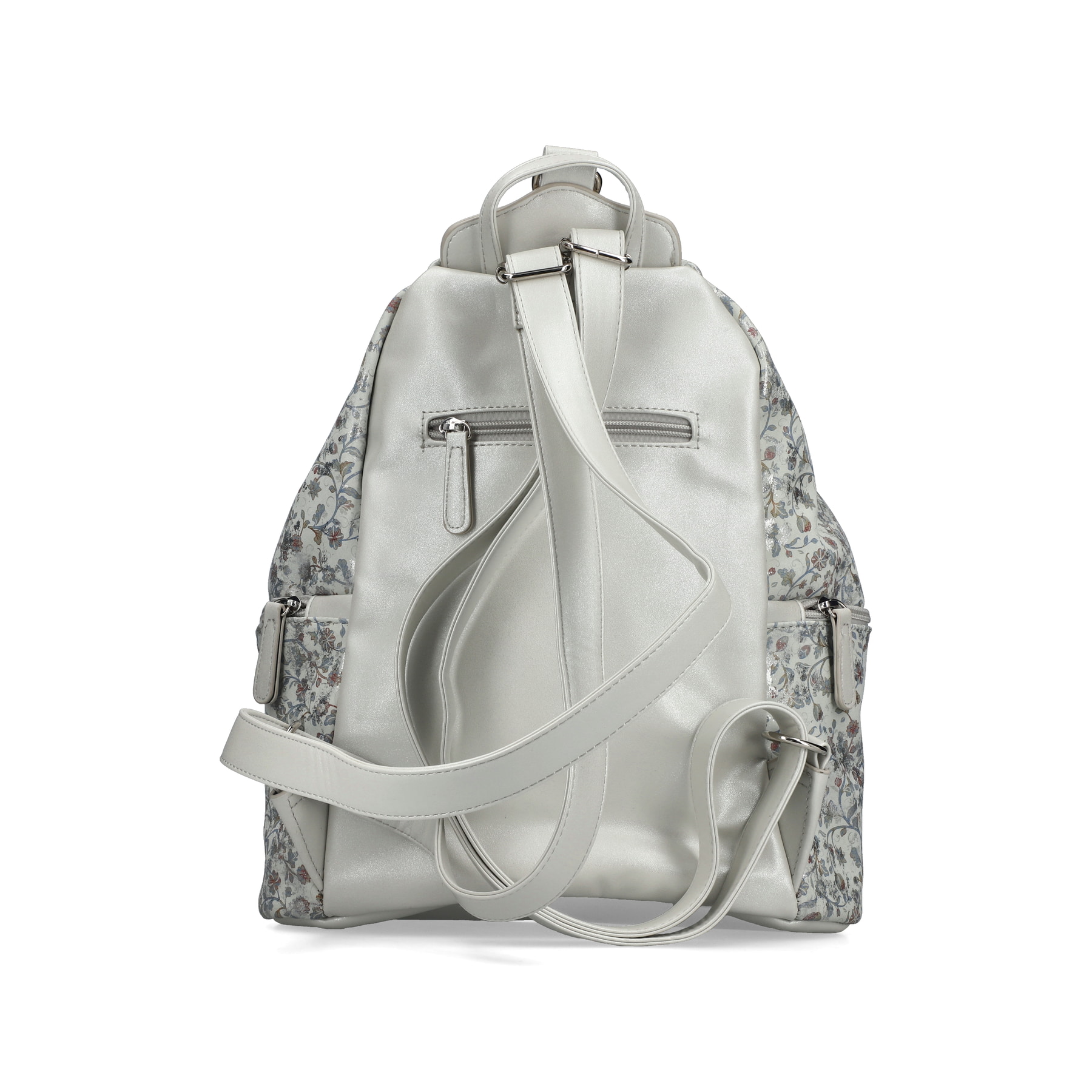 Sac à dos Rieker H1055-93 gris avec fermeture éclair et compartiment arrière. Côté gauche.
