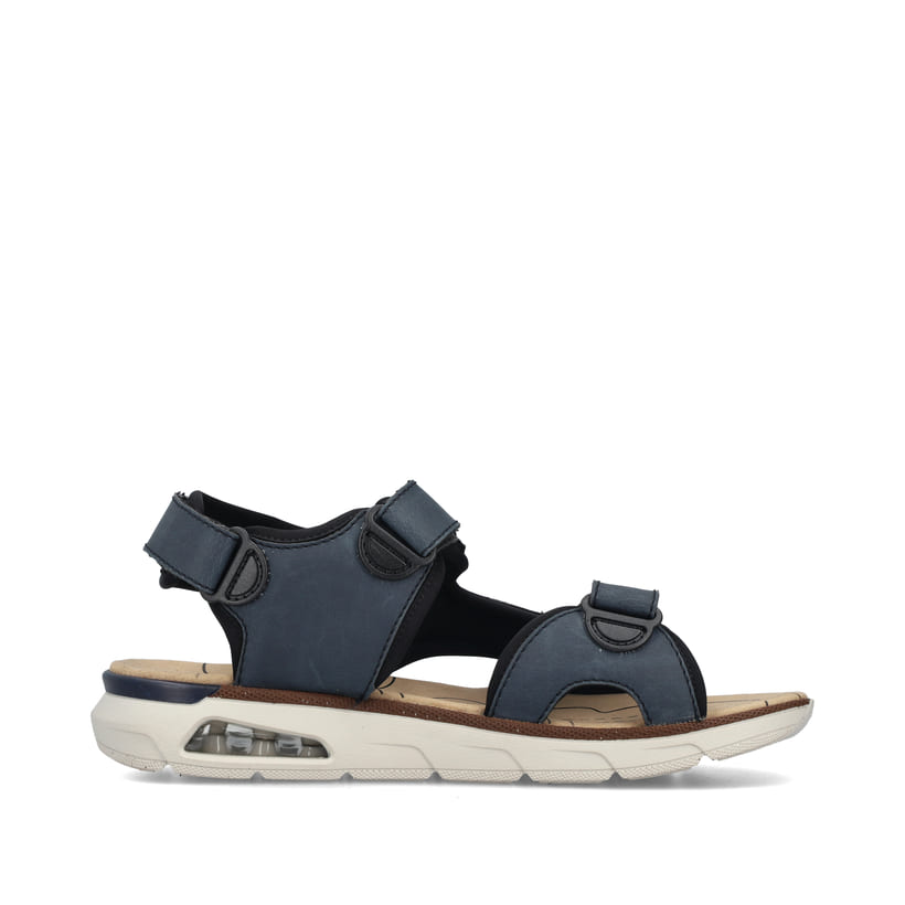 Blaue Rieker Herren Trekkingsandalen 29151-14 mit Rieker Air Sohlenfenster. Schuh Innenseite.