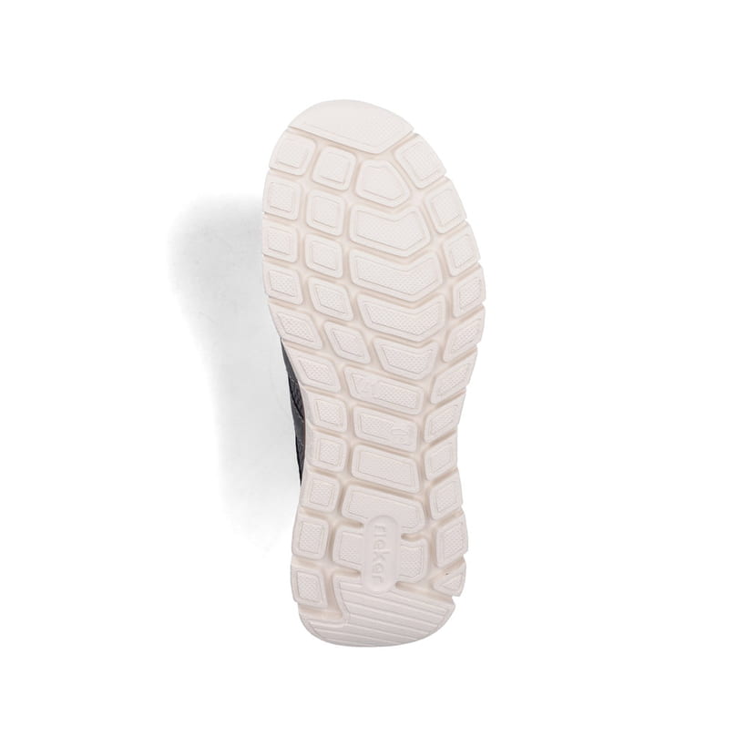 Mocassins Rieker gris pour homme B6678-45 en optique à trous. Semelle extérieure de la chaussure.