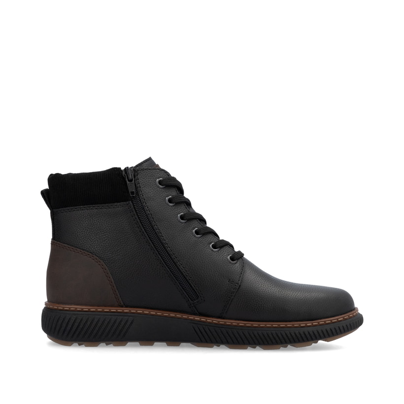 Schwarze Rieker Herren Schnürstiefel B3343-00 aus Glattleder. Schuh Innenseite.