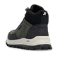 Dunkelgrün-schwarze Rieker Herren Schnürstiefel B8124-54 mit Reißverschluss. Schuh von hinten.