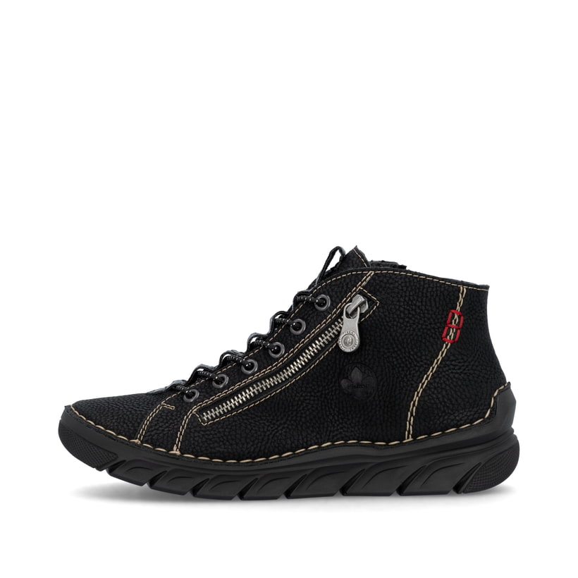 Graue Rieker Damen Schnürstiefel 55031-45 mit einer schockabsorbierenden Sohle. Schuh Innenseite