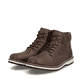 
Kastanienbraune Rieker Herren Schnürstiefel 38434-26 mit einer robusten Profilsohle. Schuhpaar schräg.