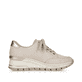 Reinweiße Rieker Damen Sneaker Low N8321-80 mit Reißverschluss sowie Ziernähten. Schuh Außenseite gespiegelt.