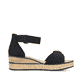 Schwarze Rieker Keilsandaletten 63780-00 mit trendigen Schnalle. Schuh Innenseite.