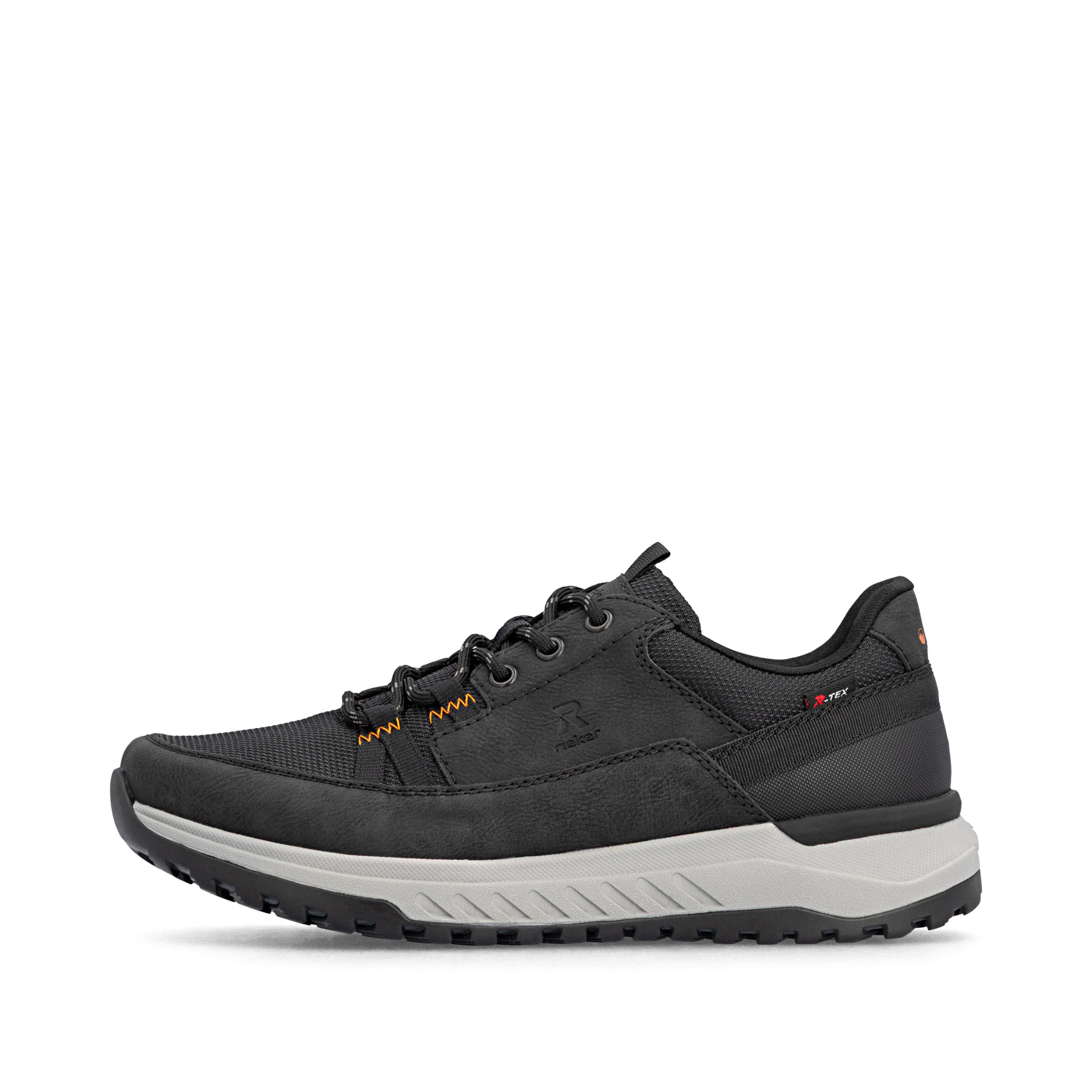 Schwarze Rieker Herren Sneaker Low U0105-00 mit wasserabweisender TEX-Membran. Schuh Außenseite.