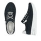 Blaue Rieker Damen Sneaker Low N8114-14 mit einem Reißverschluss. Schuh von oben, liegend.
