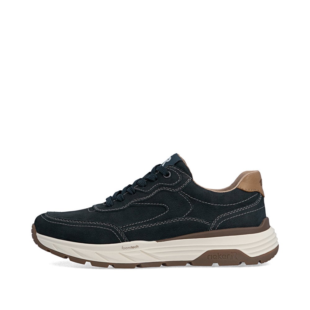 Blaue Rieker Herren Sneaker Low 06100-14 aus Glattleder mit einem Reißverschluss. Schuh Außenseite.