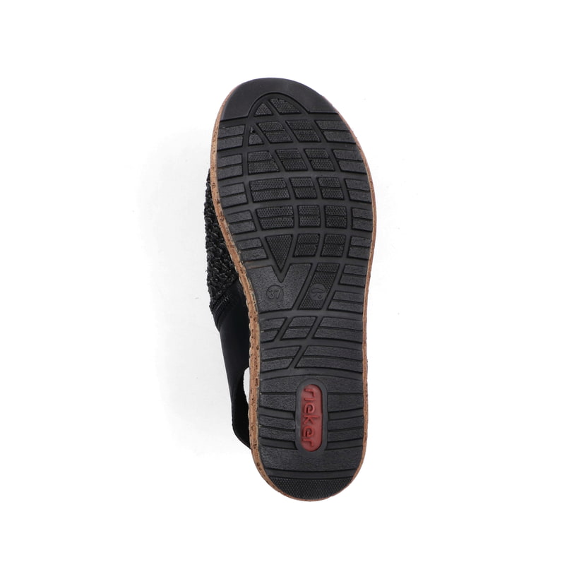 Schwarze Rieker Keilsandaletten 62783-00 mit Reißverschluss sowie Extraweite H. Schuh Laufsohle.