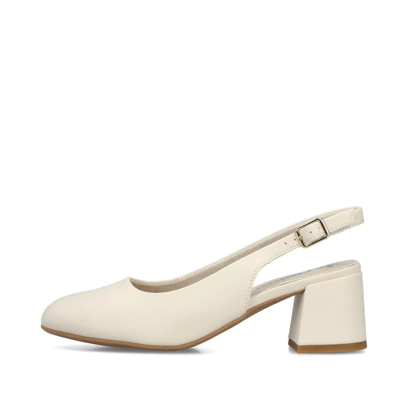 Escarpins Rieker beiges pour femme 44751-61 avec boucles. Côté extérieur de la chaussure.