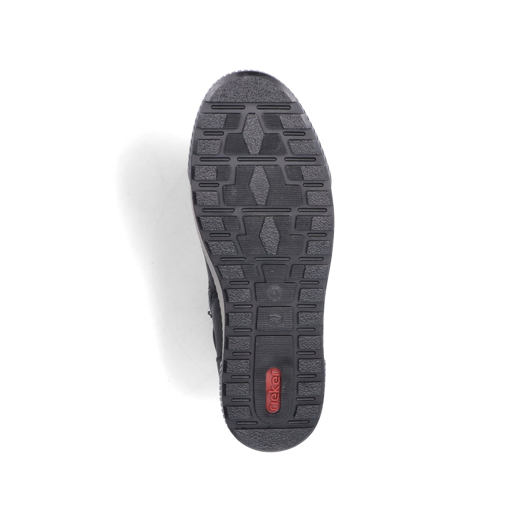 Graphitschwarze Rieker Herren Schnürschuhe 18918-00 mit einem Reißverschluss. Schuh Laufsohle.