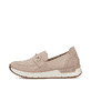 Zartrosane vegane Rieker Damen Loafer 58955-31 mit einem Elastikeinsatz. Schuh Außenseite.