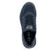 Vegane, dunkelblaue Rieker Damen Slipper M5080-14 mit einem Gummizug. Schuh von oben.