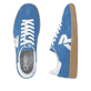 Baskets basses Rieker bleues pour homme U2200-12 avec lacets. Chaussure vue de dessus, couchée.