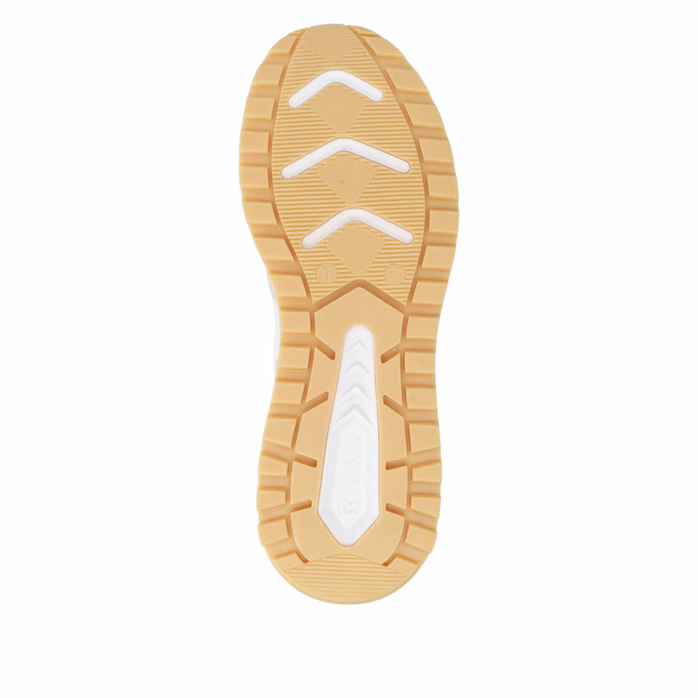 Baskets basses Rieker beiges pour femme W2506-61 avec lacets. Semelle extérieure de la chaussure.