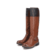 Braune Rieker Damen Hochschaftstiefel Z5092-24 mit wasserabweisender TEX-Membran. Schuhpaar seitlich schräg.