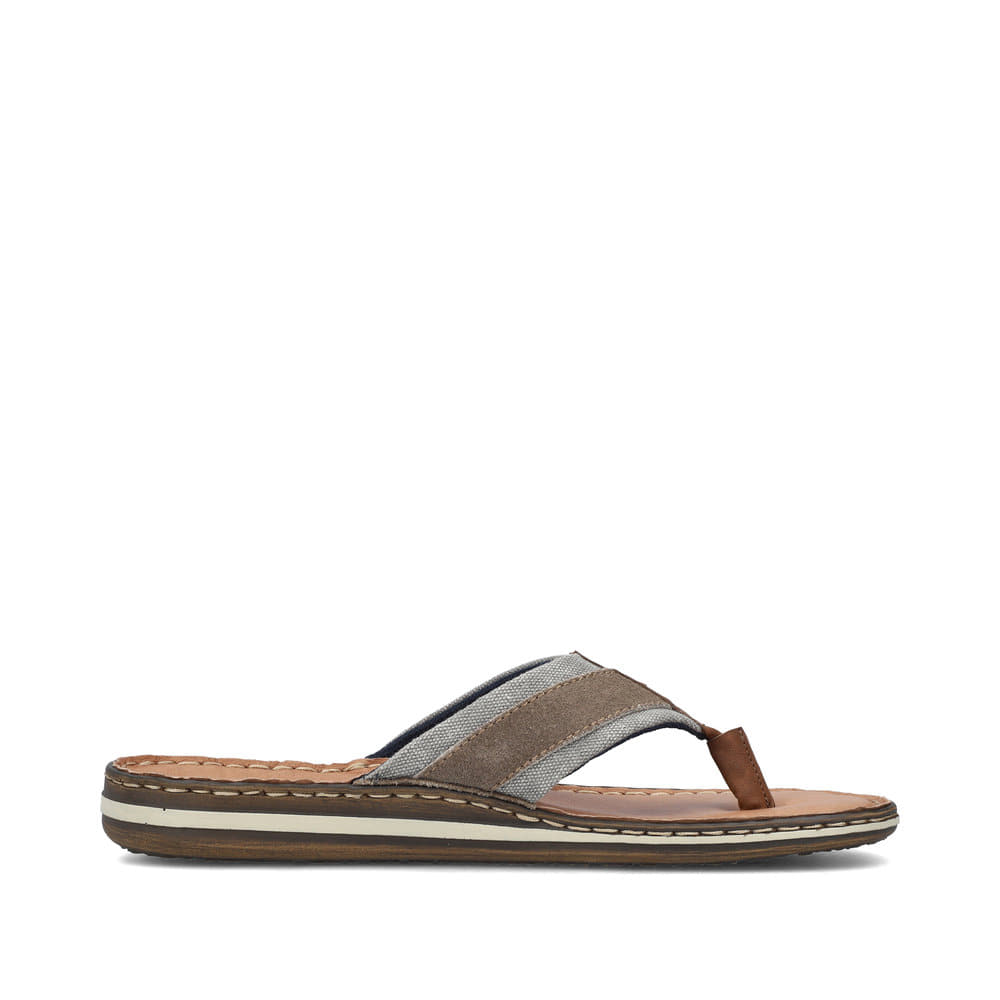 Graubraune Rieker Herren Zehentrenner 21095-42 mit der Komfortweite G. Schuh Innenseite.
