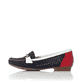 Blaue Rieker Damen Loafer 40065-14 mit der schmalen Passform E 1/2. Schuh Außenseite.