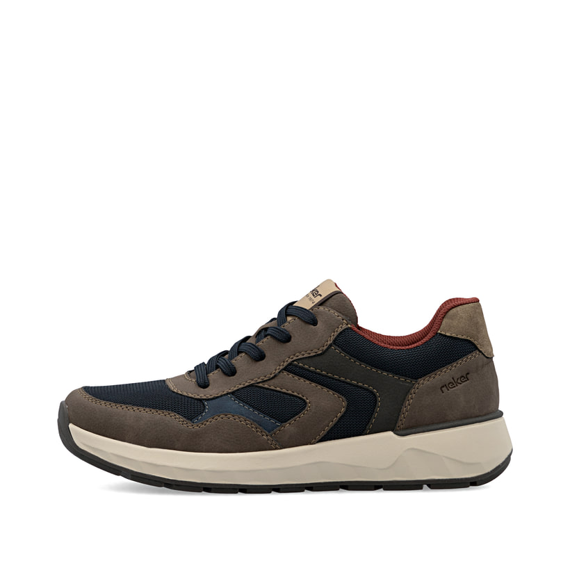 Blaue Rieker Herren Sneaker Low 11501-14 mit Reißverschluss sowie Extraweite H. Schuh Außenseite.