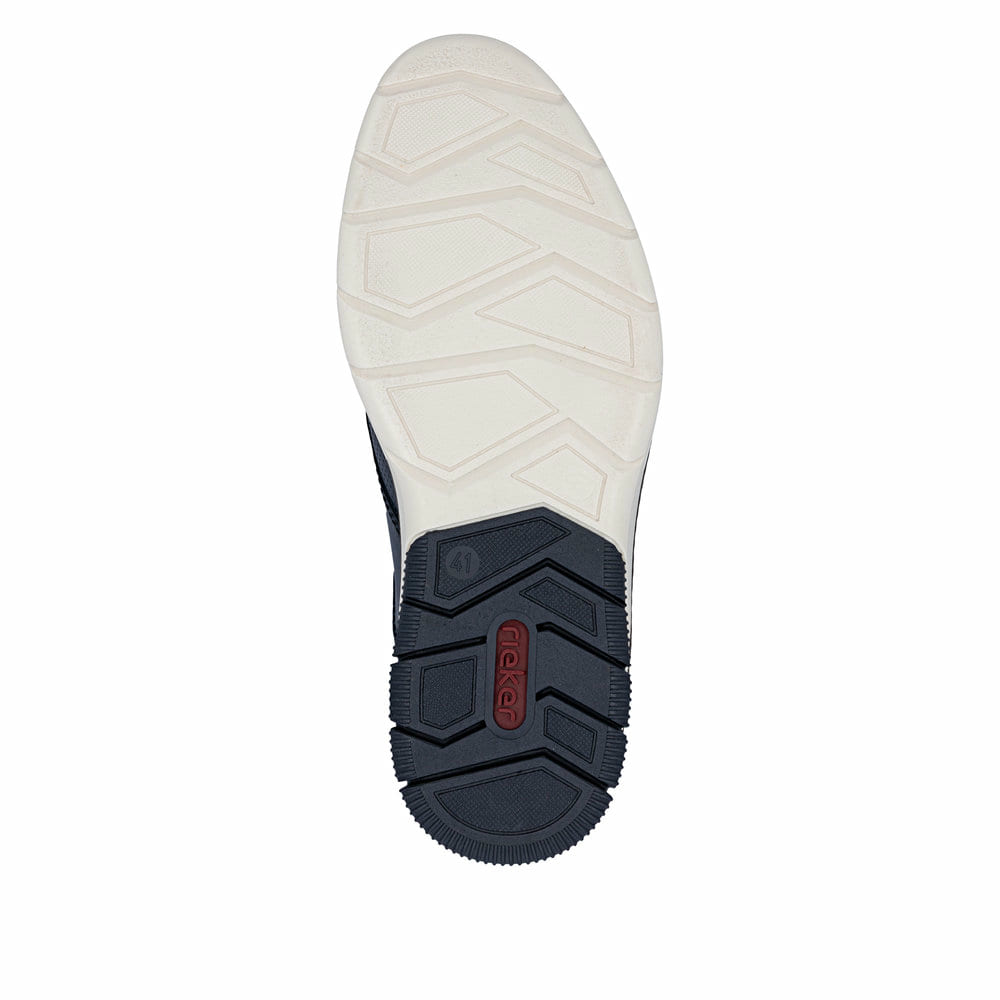 Blaue Rieker Herren Slipper 14450-16 aus Glattleder mit einem Gummizug. Schuh Laufsohle.