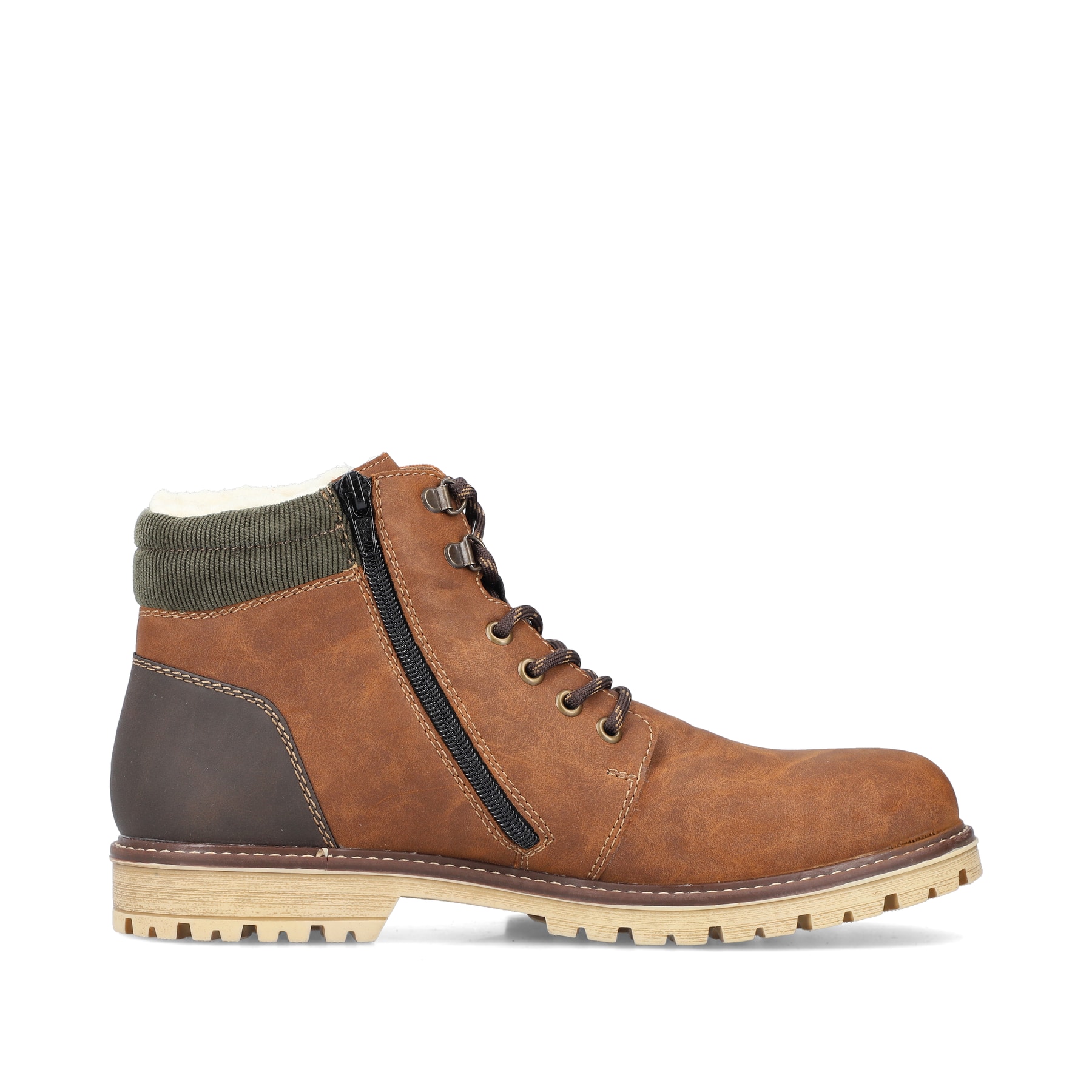 Braune Rieker Herren Schnürstiefel F3611-25 mit wasserabweisender TEX-Membran. Schuh Innenseite.