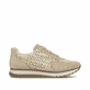 Baskets basses Rieker beiges pour femme 49010-62 en cuir velours. Côté intérieur de la chaussure.