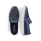 Blaue Rieker Herren Slipper B5264-14 mit Elastikeinsatz sowie verwaschenem Look. Schuh von oben, liegend.