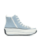 Blaue vegane Rieker Damen Sneaker High 90010-10 mit einem Reißverschluss. Schuh Innenseite.