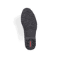 Schwarze Rieker Damen Loafer 45561-01 mit Deko-Kette sowie einem Gummizug. Schuh Laufsohle.