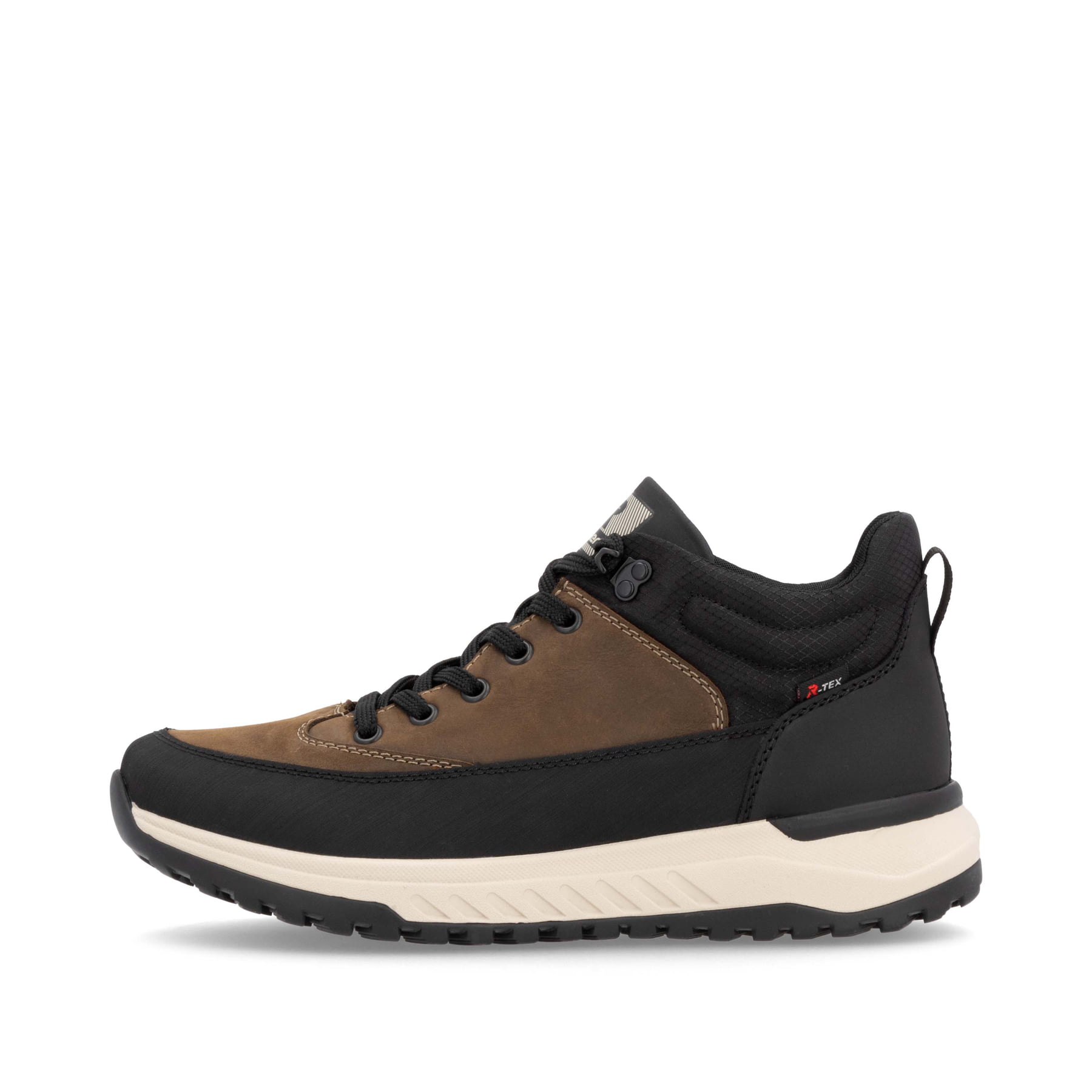 Braune Rieker Herren Schnürstiefel U0173-22 mit wasserabweisender TEX-Membran. Schuh Außenseite.
